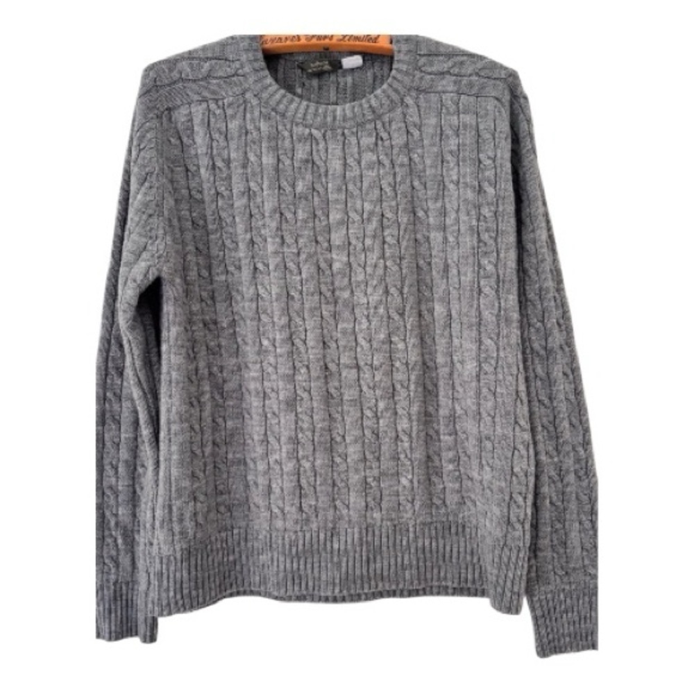 VTG Cableknit Grey Sweater Size M/L Classic Vintagepreppy Academia Ivyleague